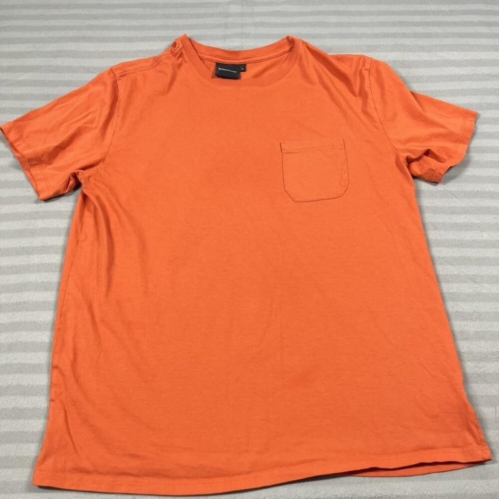 RicherPoorer Shirt Mens Large Orange Pima Cotton Crew Neck Pocket Tee Peru